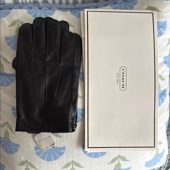 Coach Black Leather Men's Gloves - Picture 1 of 7
